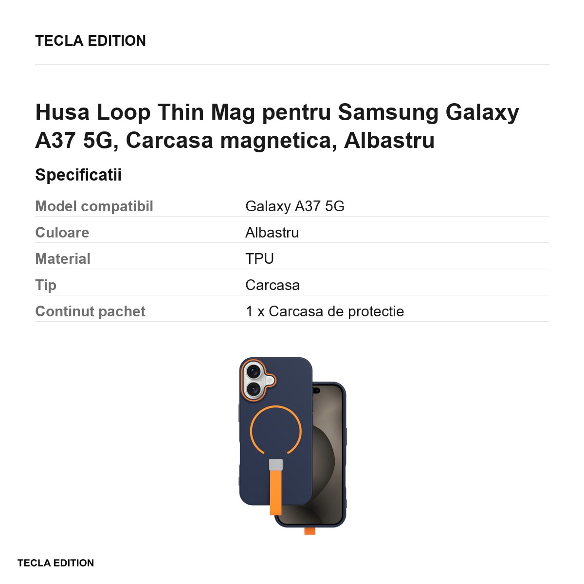 Husa Loop Thin Mag pentru Samsung Galaxy A37 5G, Carcasa magnetica, Albastru [3]