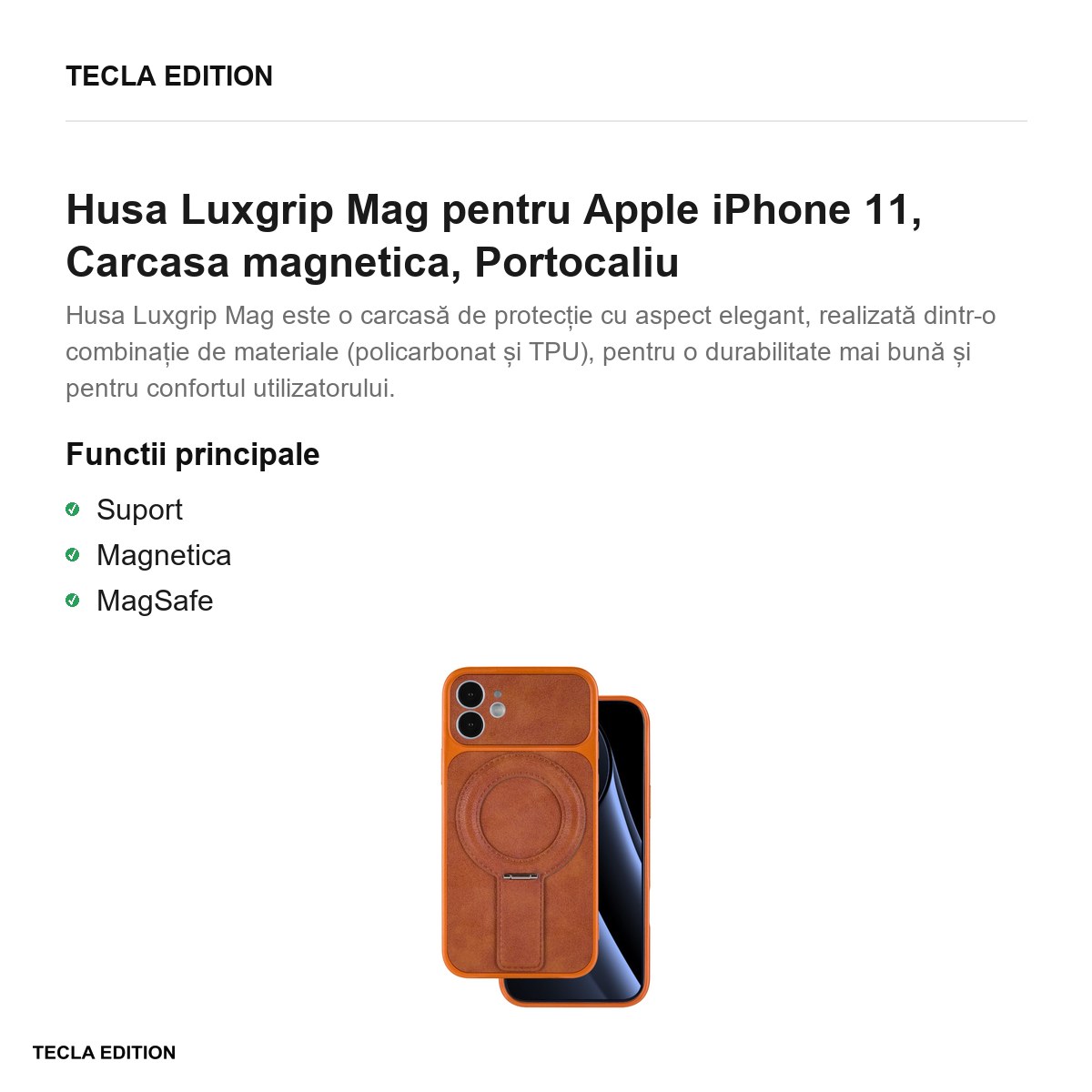 Husa Luxgrip Mag pentru Apple iPhone 11, Carcasa magnetica, Portocaliu [2]