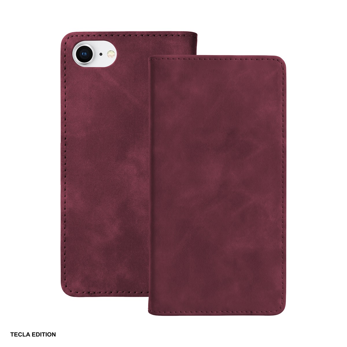 Huse si protectii pentru iPhone SE 2022 - Husa Smart Suede pentru Apple iPhone 7, iPhone 8, iPhone SE 2022, iPhone SE 2020, tip carte, Visiniu