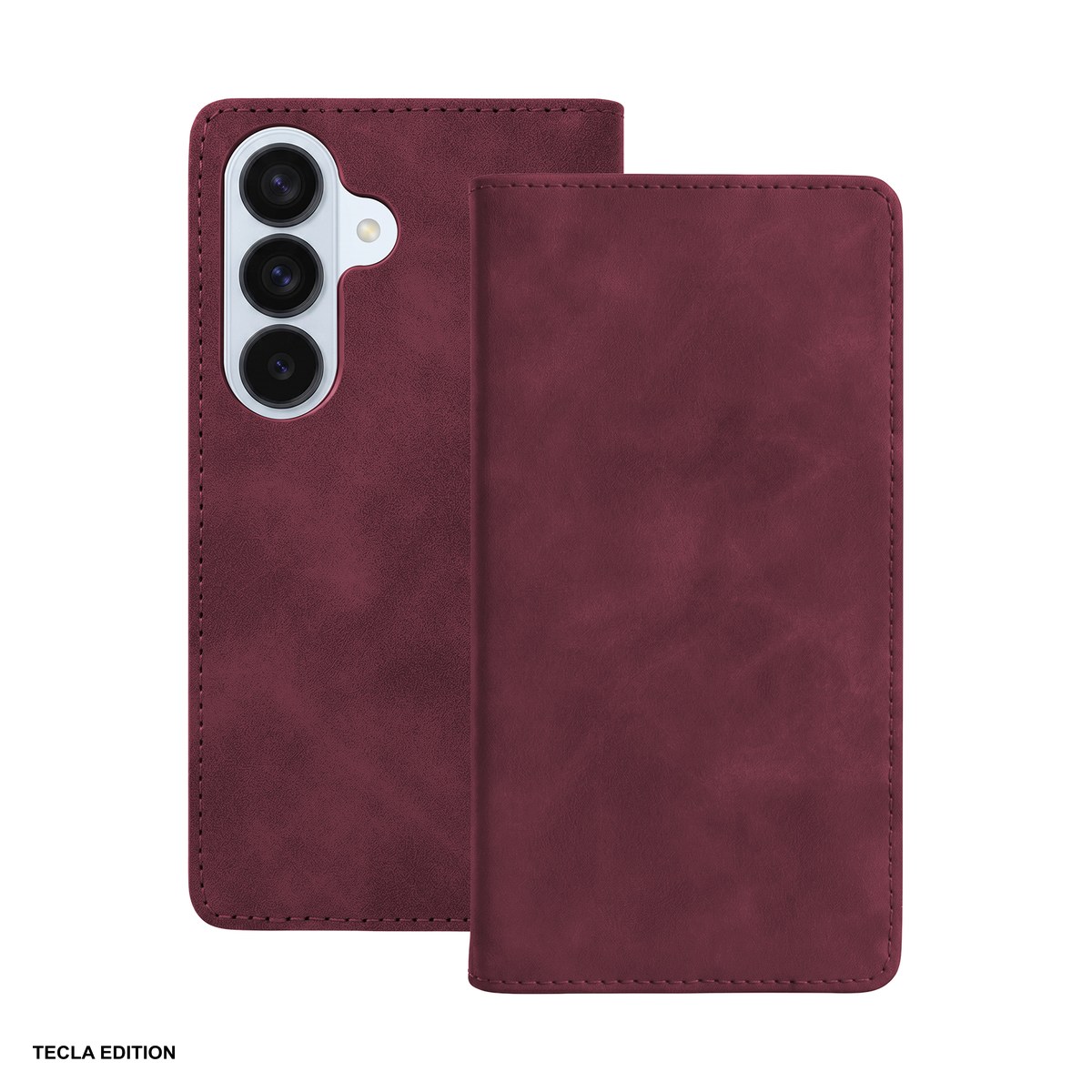 Huse si protectii pentru Samsung - Husa Smart Suede pentru Samsung Galaxy S26, tip carte, Visiniu