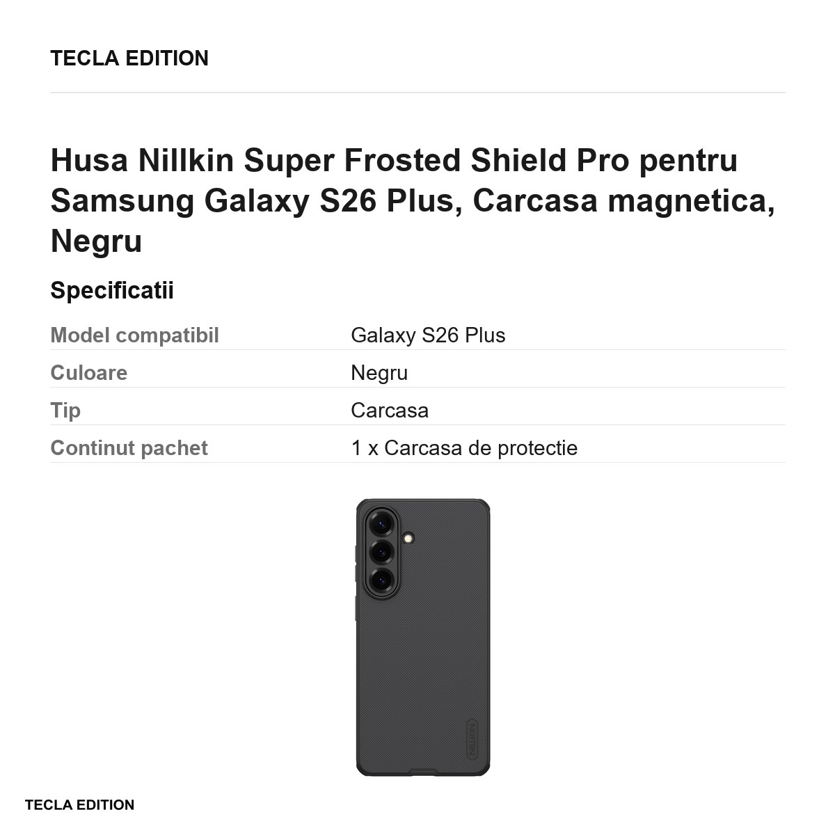 Husa Nillkin Super Frosted Shield Pro pentru Samsung Galaxy S26 Plus, Carcasa magnetica, Negru [3]