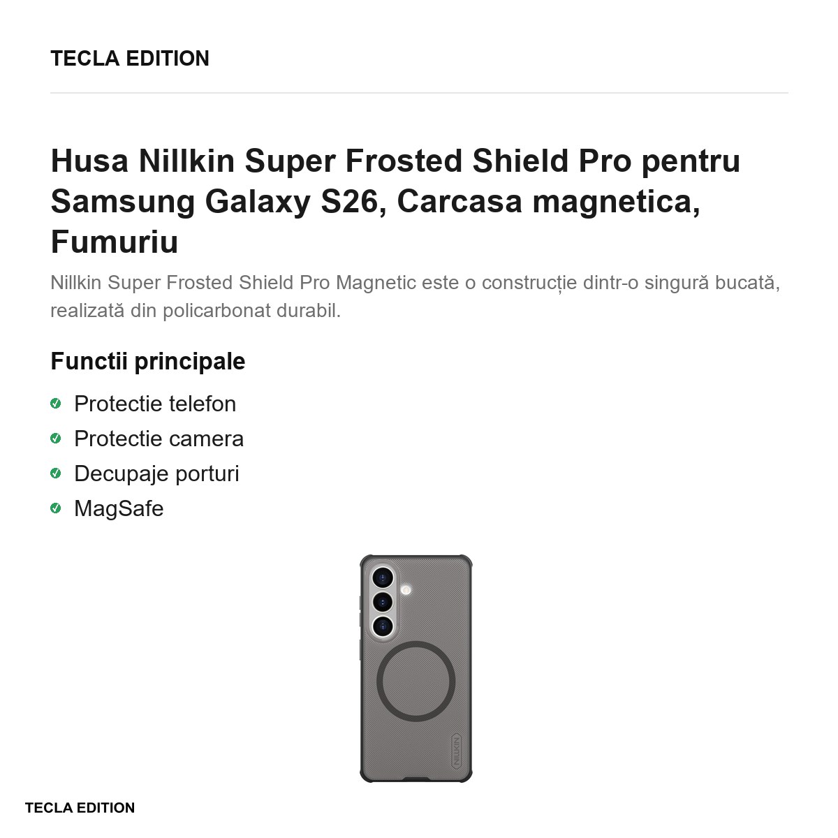 Husa Nillkin Super Frosted Shield Pro pentru Samsung Galaxy S26, Carcasa magnetica, Fumuriu [2]