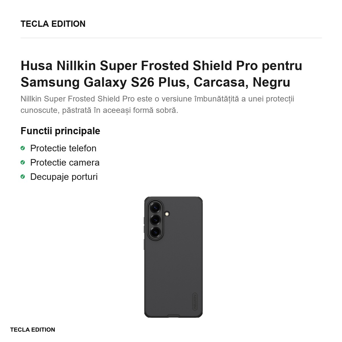 Husa Nillkin Super Frosted Shield Pro pentru Samsung Galaxy S26 Plus, Carcasa, Negru [2]