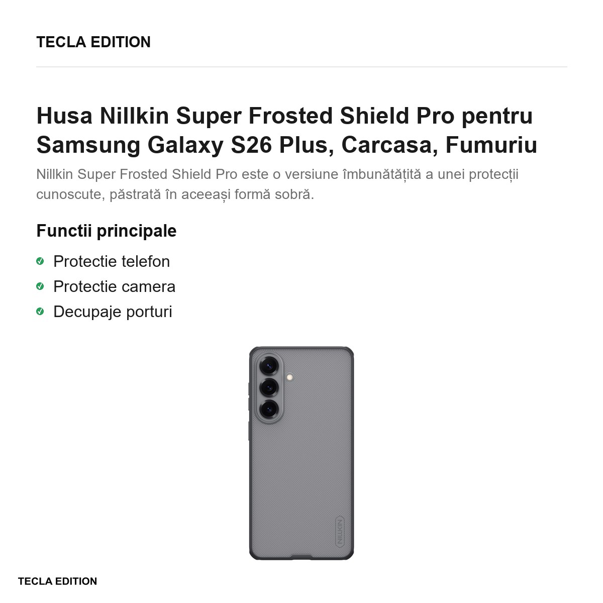 Husa Nillkin Super Frosted Shield Pro pentru Samsung Galaxy S26 Plus, Carcasa, Fumuriu [2]
