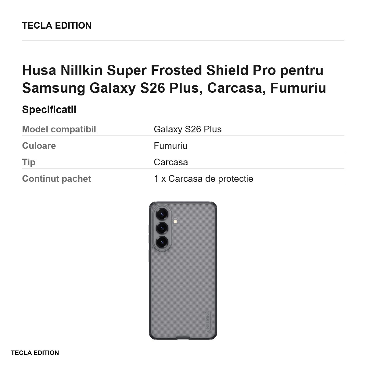 Husa Nillkin Super Frosted Shield Pro pentru Samsung Galaxy S26 Plus, Carcasa, Fumuriu [3]