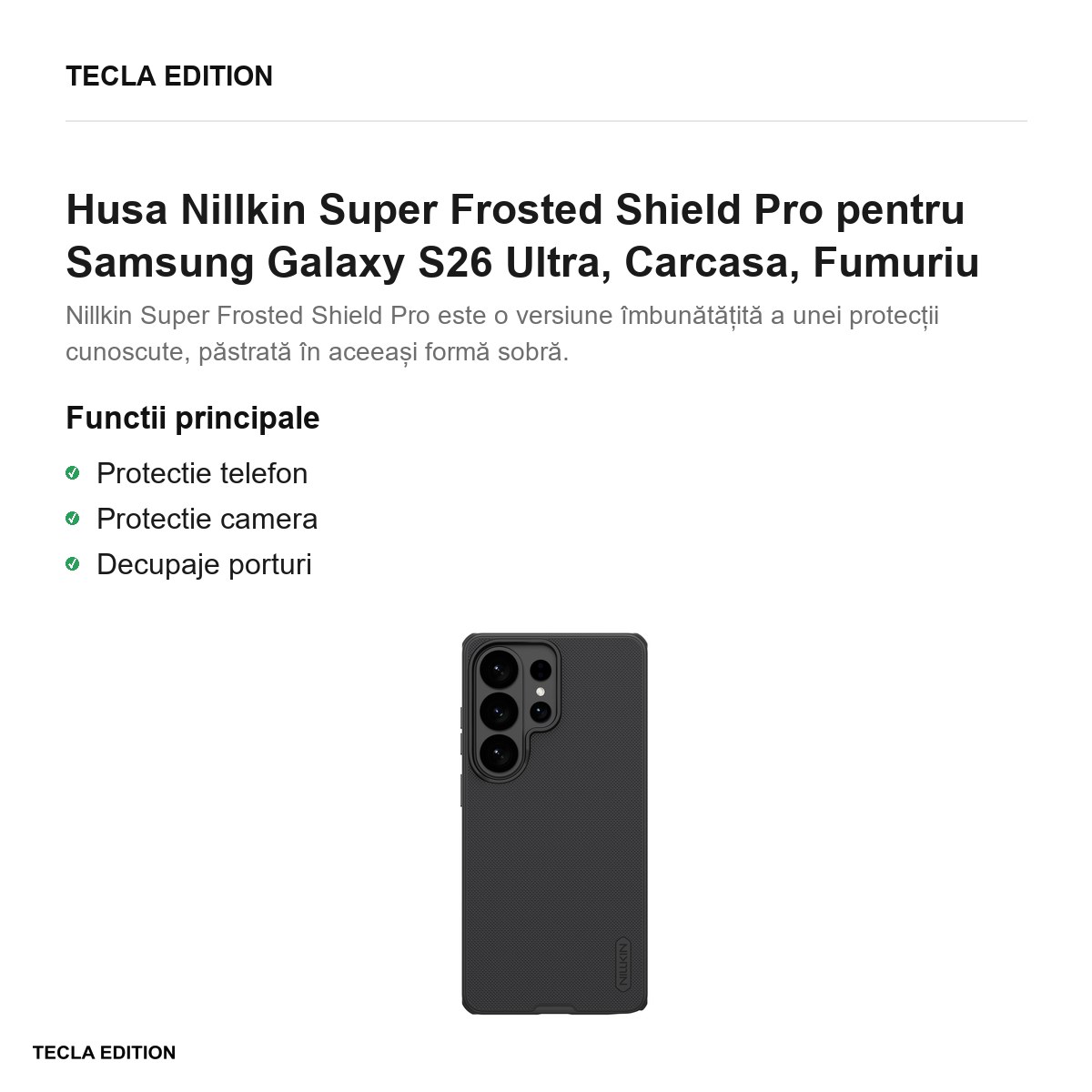 Husa Nillkin Super Frosted Shield Pro pentru Samsung Galaxy S26 Ultra, Carcasa, Fumuriu [2]