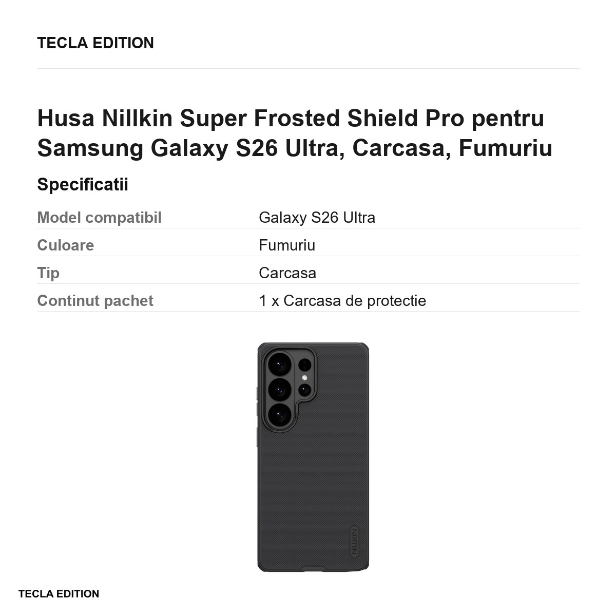 Husa Nillkin Super Frosted Shield Pro pentru Samsung Galaxy S26 Ultra, Carcasa, Fumuriu [3]