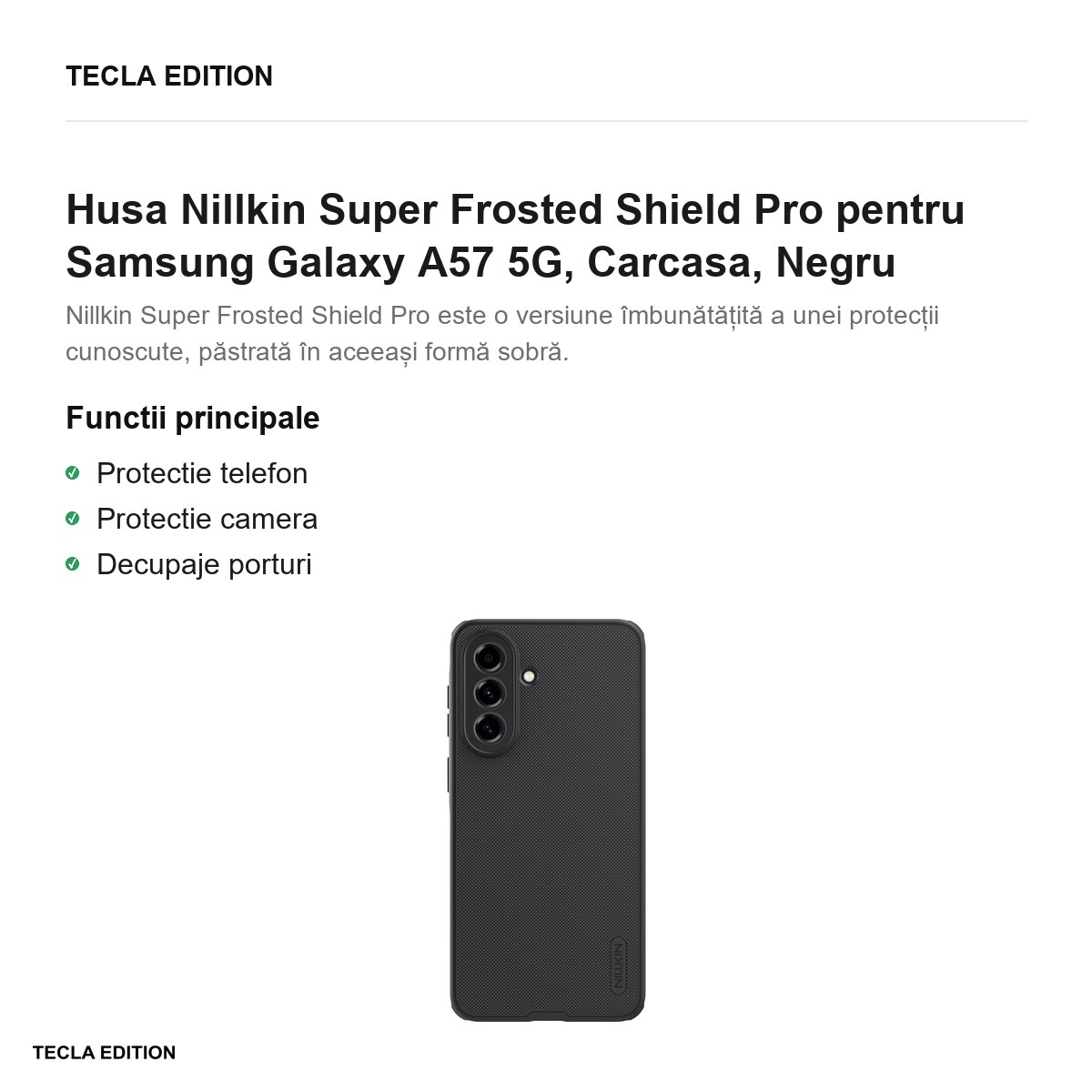 Husa Nillkin Super Frosted Shield Pro pentru Samsung Galaxy A57 5G, Carcasa, Negru [2]