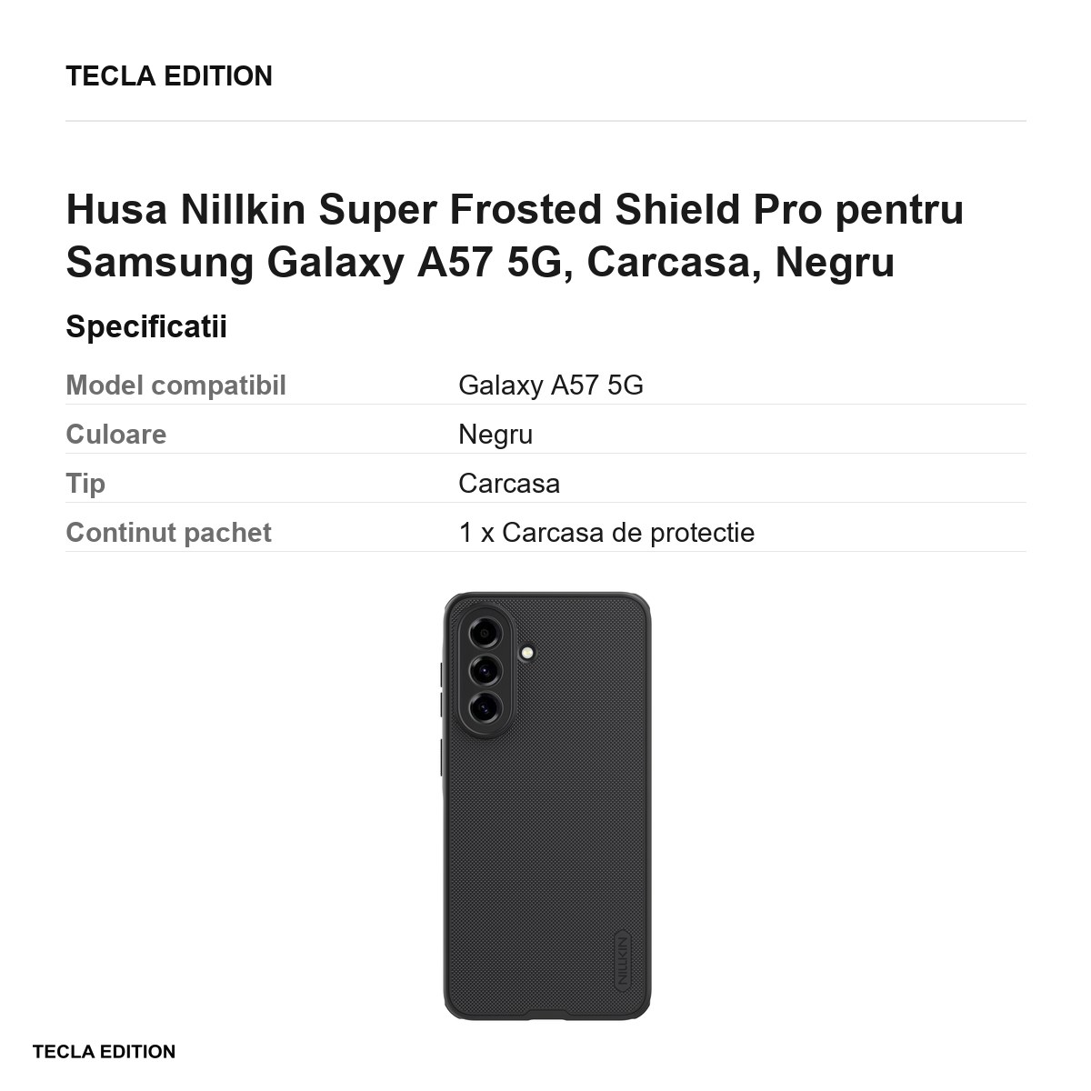 Husa Nillkin Super Frosted Shield Pro pentru Samsung Galaxy A57 5G, Carcasa, Negru [3]