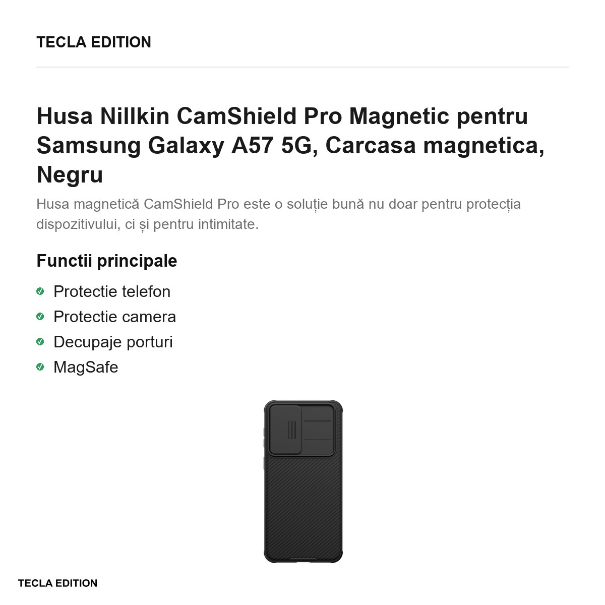 Husa Nillkin CamShield Pro Magnetic pentru Samsung Galaxy A57 5G, Carcasa magnetica, Negru [2]