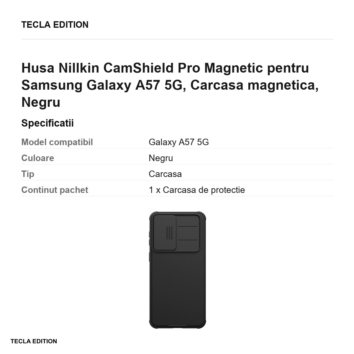 Husa Nillkin CamShield Pro Magnetic pentru Samsung Galaxy A57 5G, Carcasa magnetica, Negru [3]