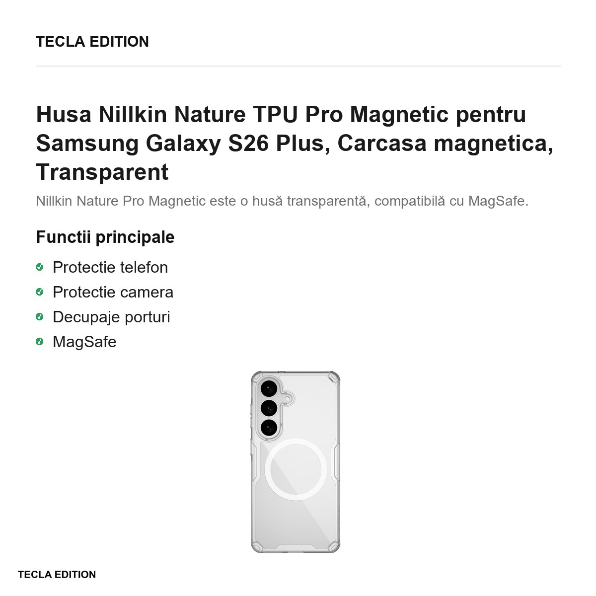 Husa Nillkin Nature TPU Pro Magnetic pentru Samsung Galaxy S26 Plus, Carcasa magnetica, Transparent [2]