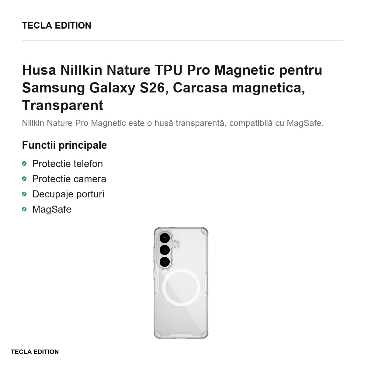 Husa Nillkin Nature TPU Pro Magnetic pentru Samsung Galaxy S26, Carcasa magnetica, Transparent [2]