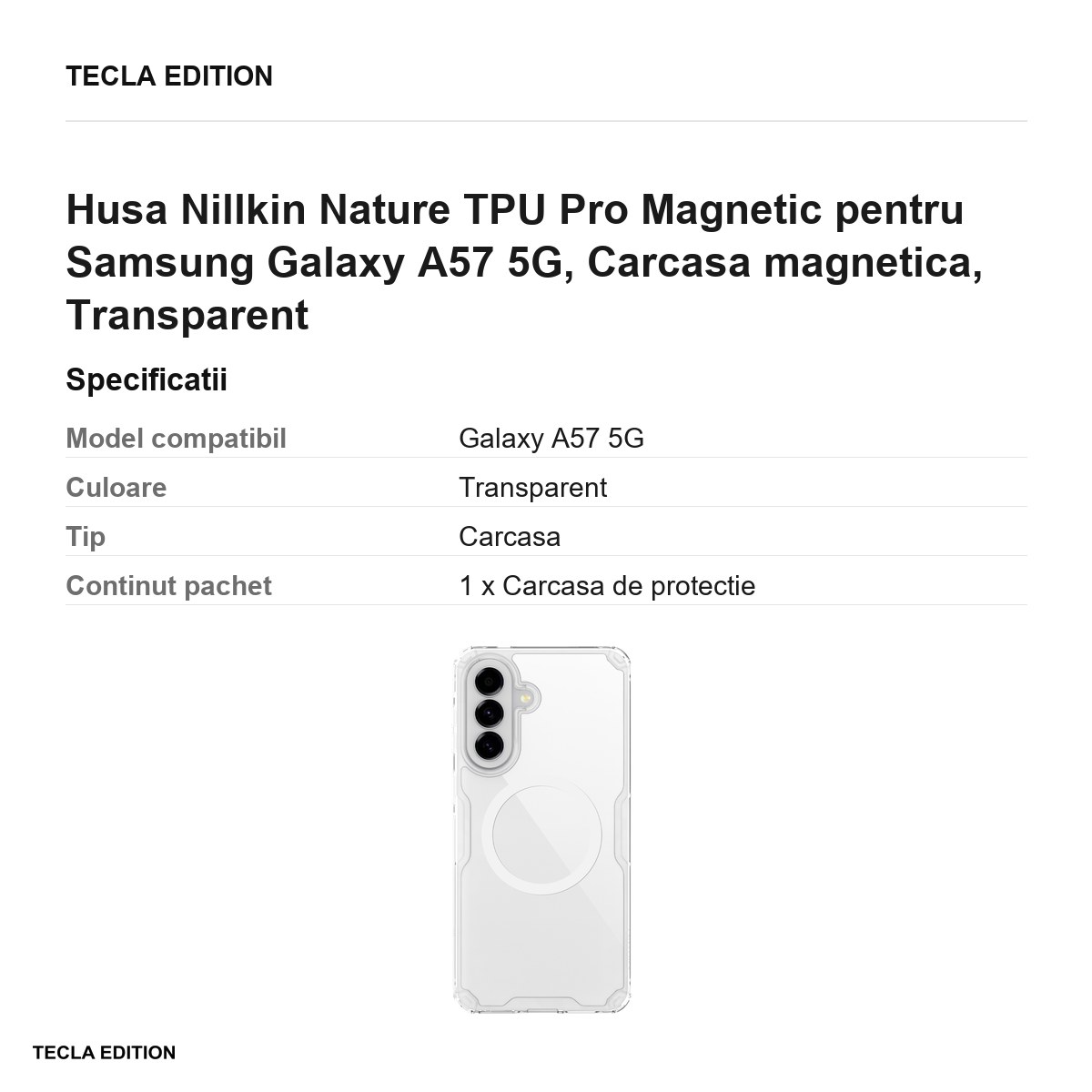 Husa Nillkin Nature TPU Pro Magnetic pentru Samsung Galaxy A57 5G, Carcasa magnetica, Transparent [3]