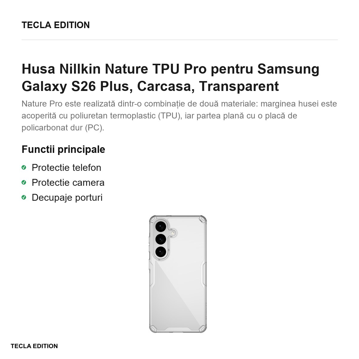 Husa Nillkin Nature TPU Pro pentru Samsung Galaxy S26 Plus, Carcasa, Transparent [2]