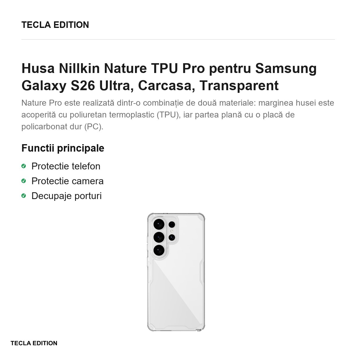 Husa Nillkin Nature TPU Pro pentru Samsung Galaxy S26 Ultra, Carcasa, Transparent [2]
