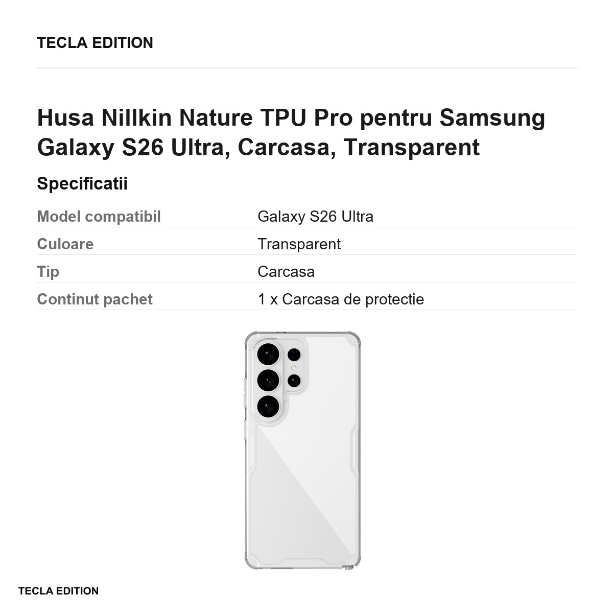 Husa Nillkin Nature TPU Pro pentru Samsung Galaxy S26 Ultra, Carcasa, Transparent [3]