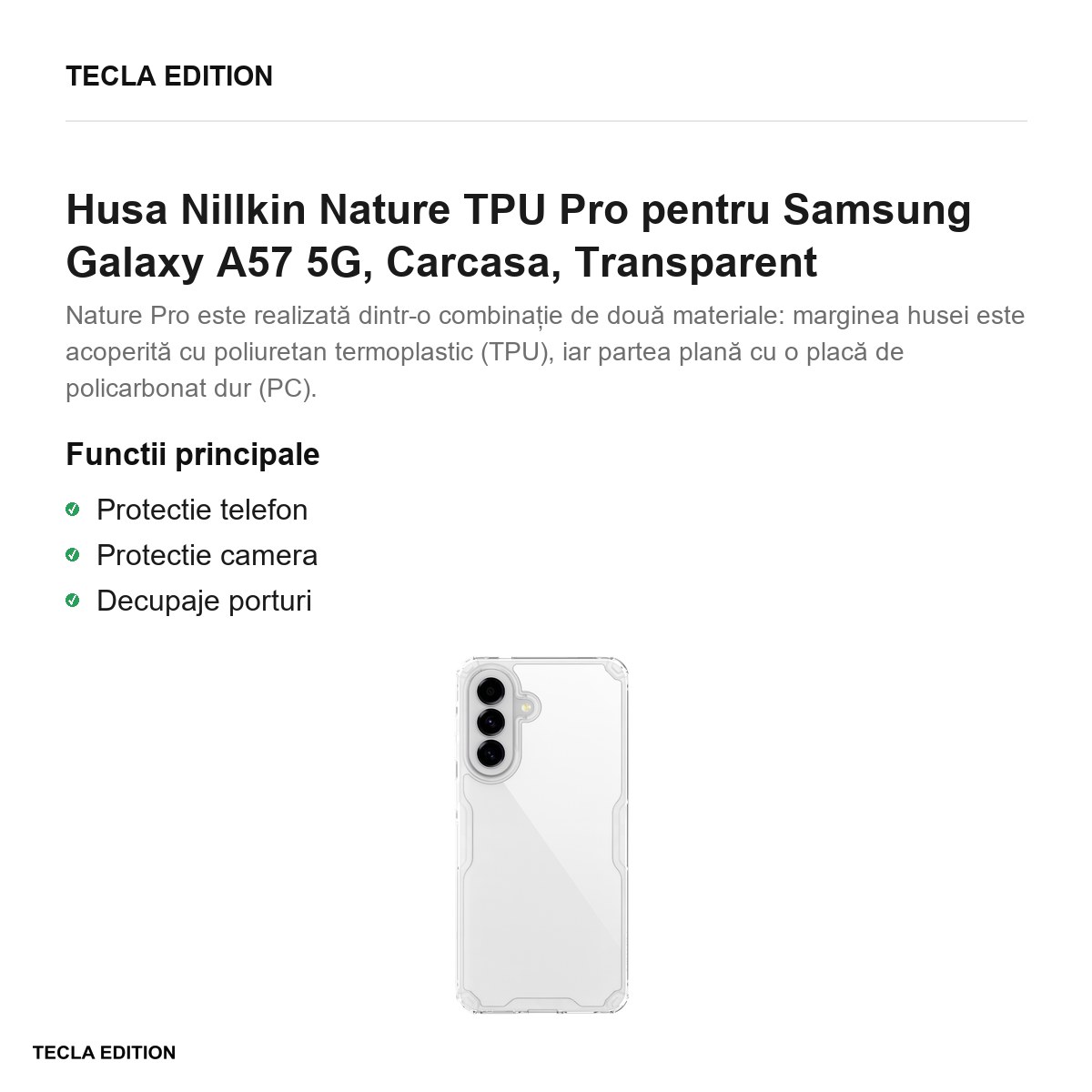 Husa Nillkin Nature TPU Pro pentru Samsung Galaxy A57 5G, Carcasa, Transparent [2]