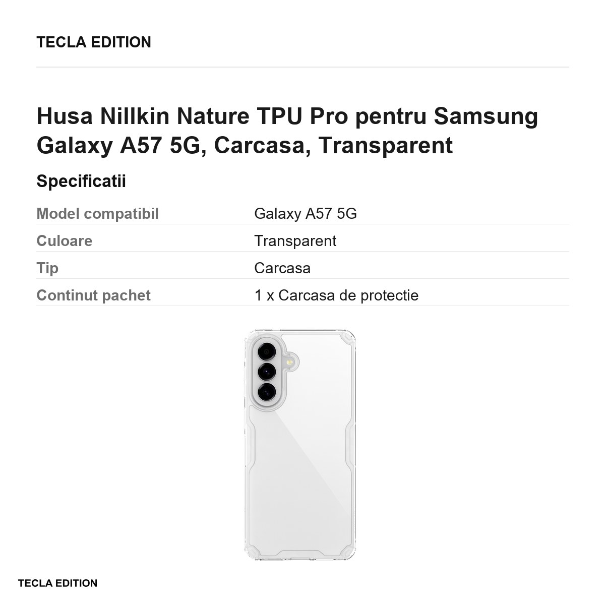 Husa Nillkin Nature TPU Pro pentru Samsung Galaxy A57 5G, Carcasa, Transparent [3]