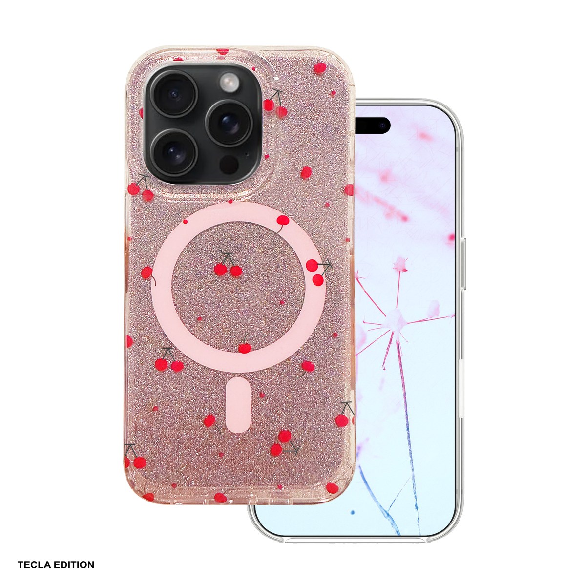 Husa Cherry Mag glitter pentru Apple iPhone 14 Pro, Carcasa magnetica, Roz [1]
