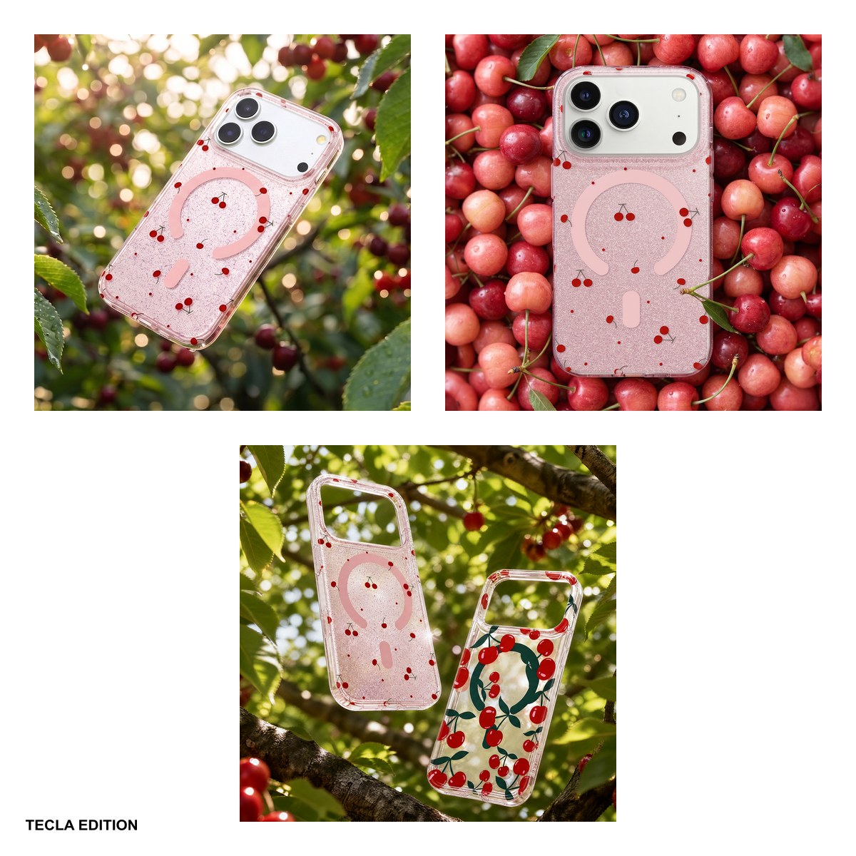 Husa Cherry Mag glitter pentru Apple iPhone 14 Pro, Carcasa magnetica, Roz [6]
