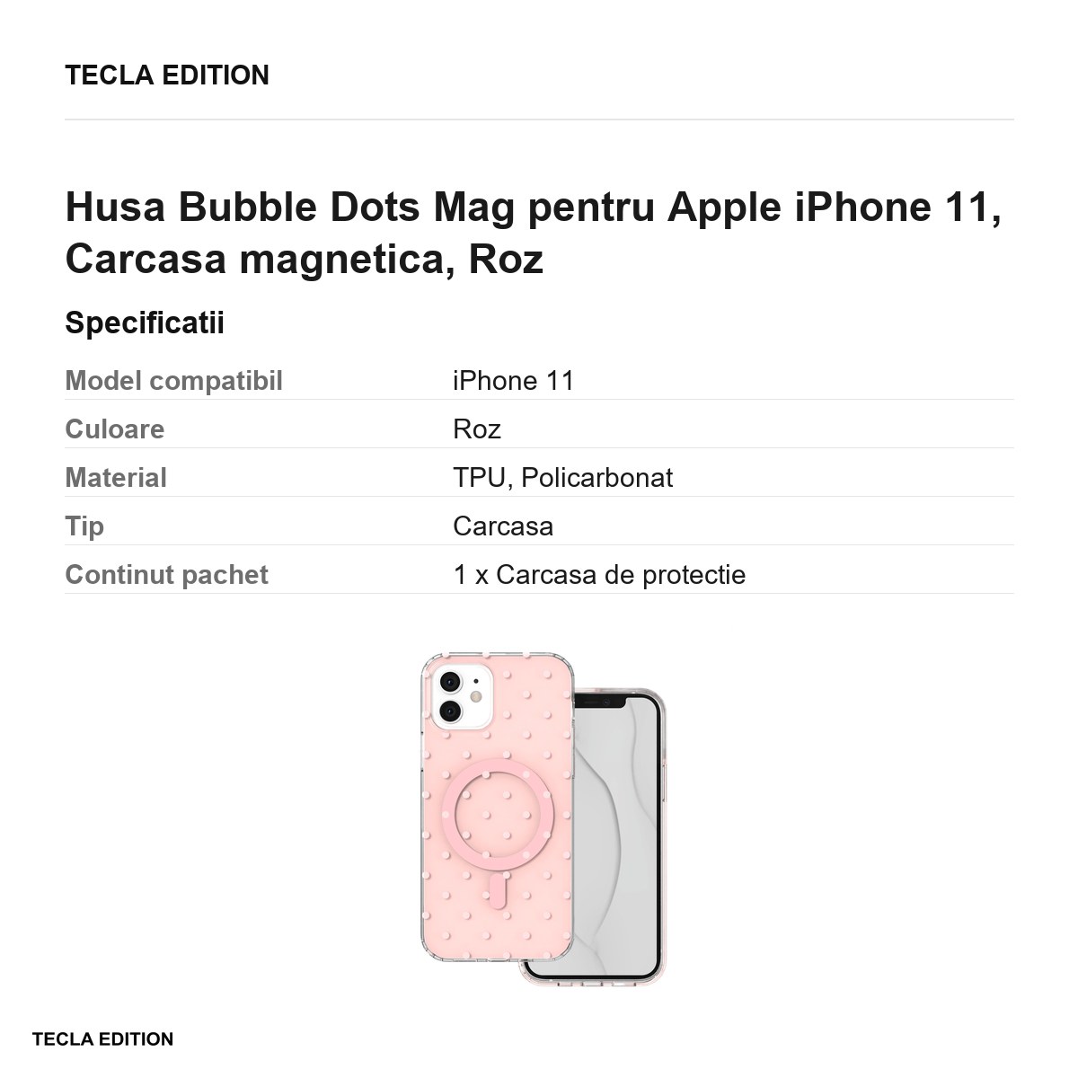 Husa Bubble Dots Mag pentru Apple iPhone 11, Carcasa magnetica, Roz [3]