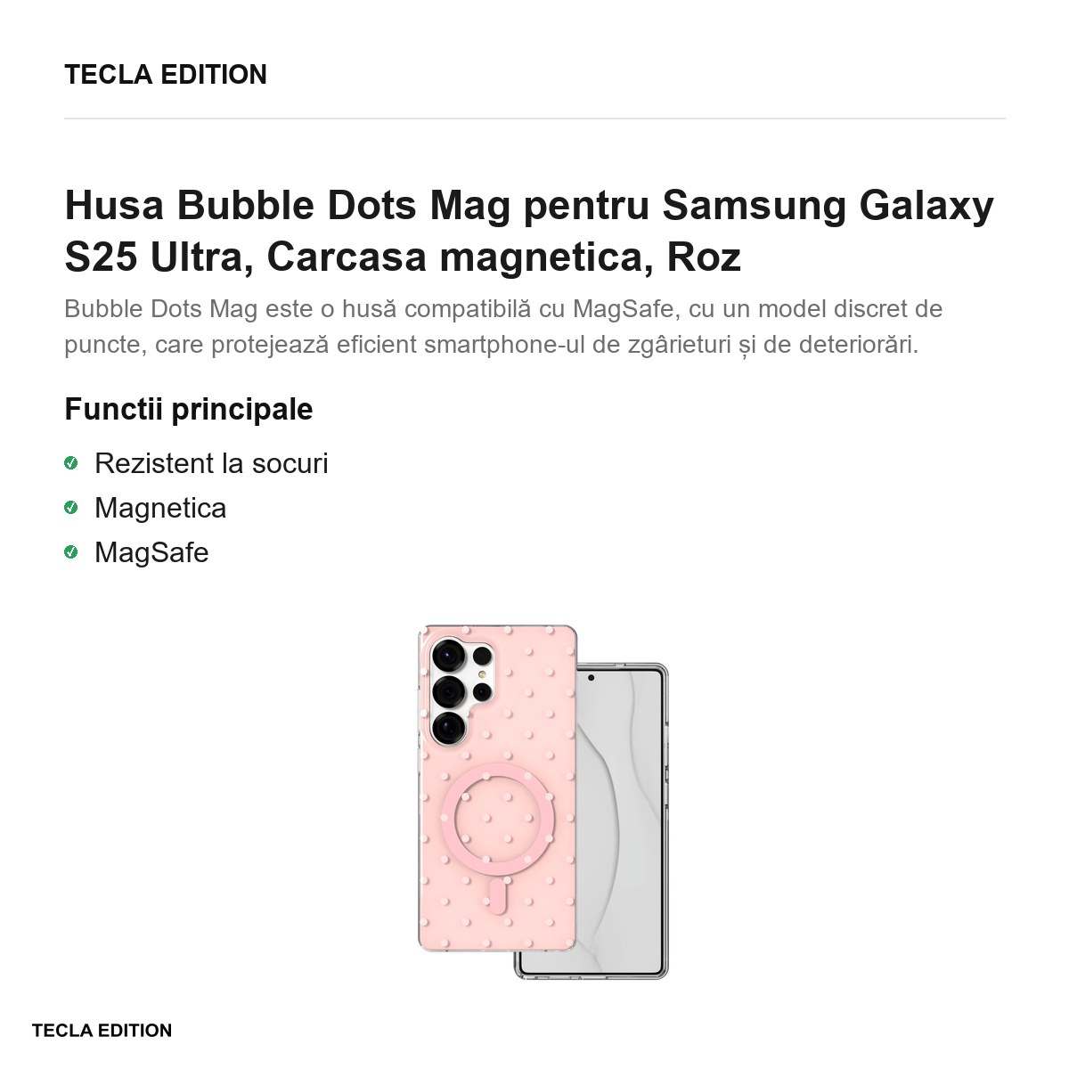 Husa Bubble Dots Mag pentru Samsung Galaxy S25 Ultra, Carcasa magnetica, Roz [2]