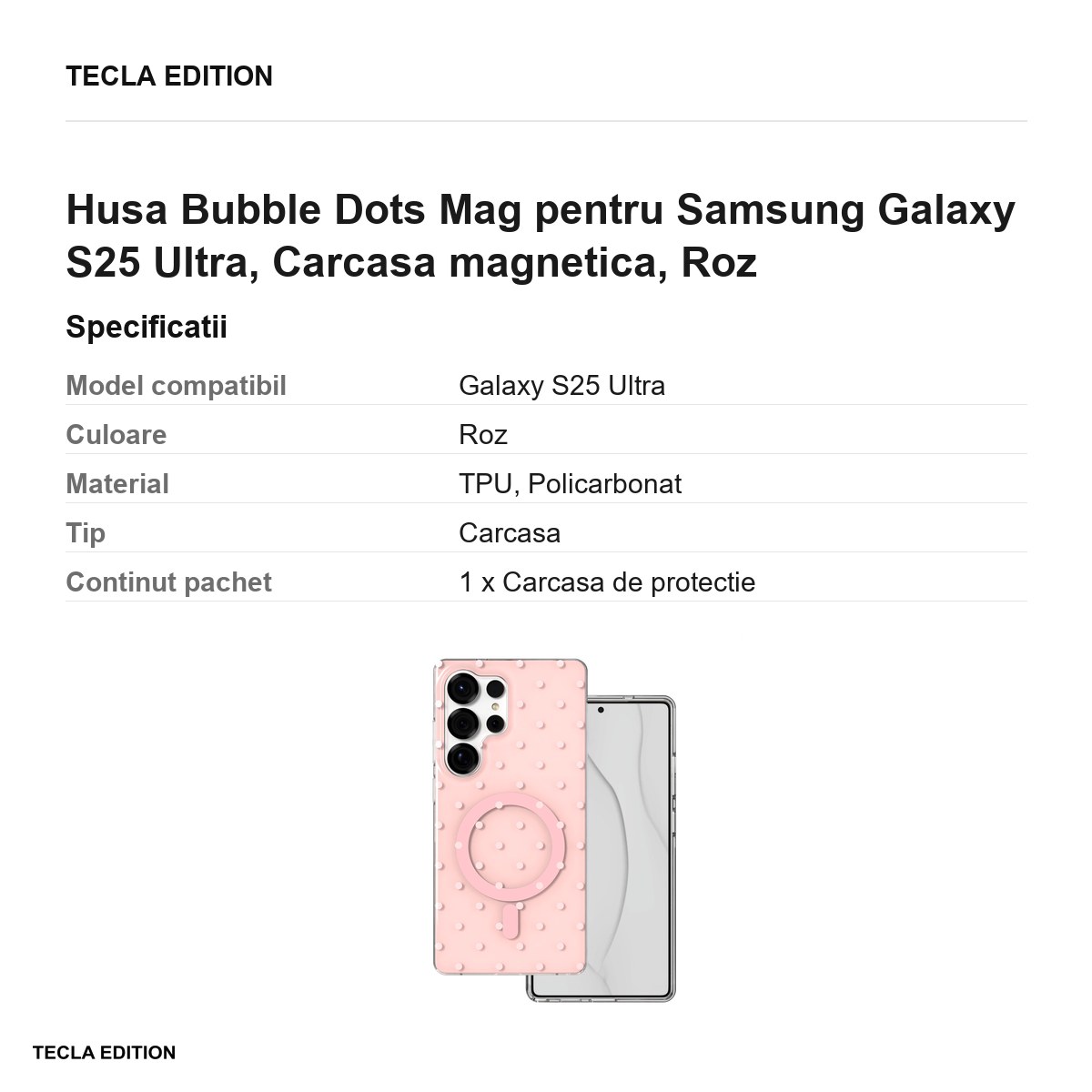 Husa Bubble Dots Mag pentru Samsung Galaxy S25 Ultra, Carcasa magnetica, Roz [3]