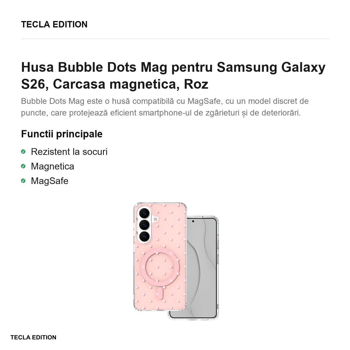 Husa Bubble Dots Mag pentru Samsung Galaxy S26, Carcasa magnetica, Roz [2]