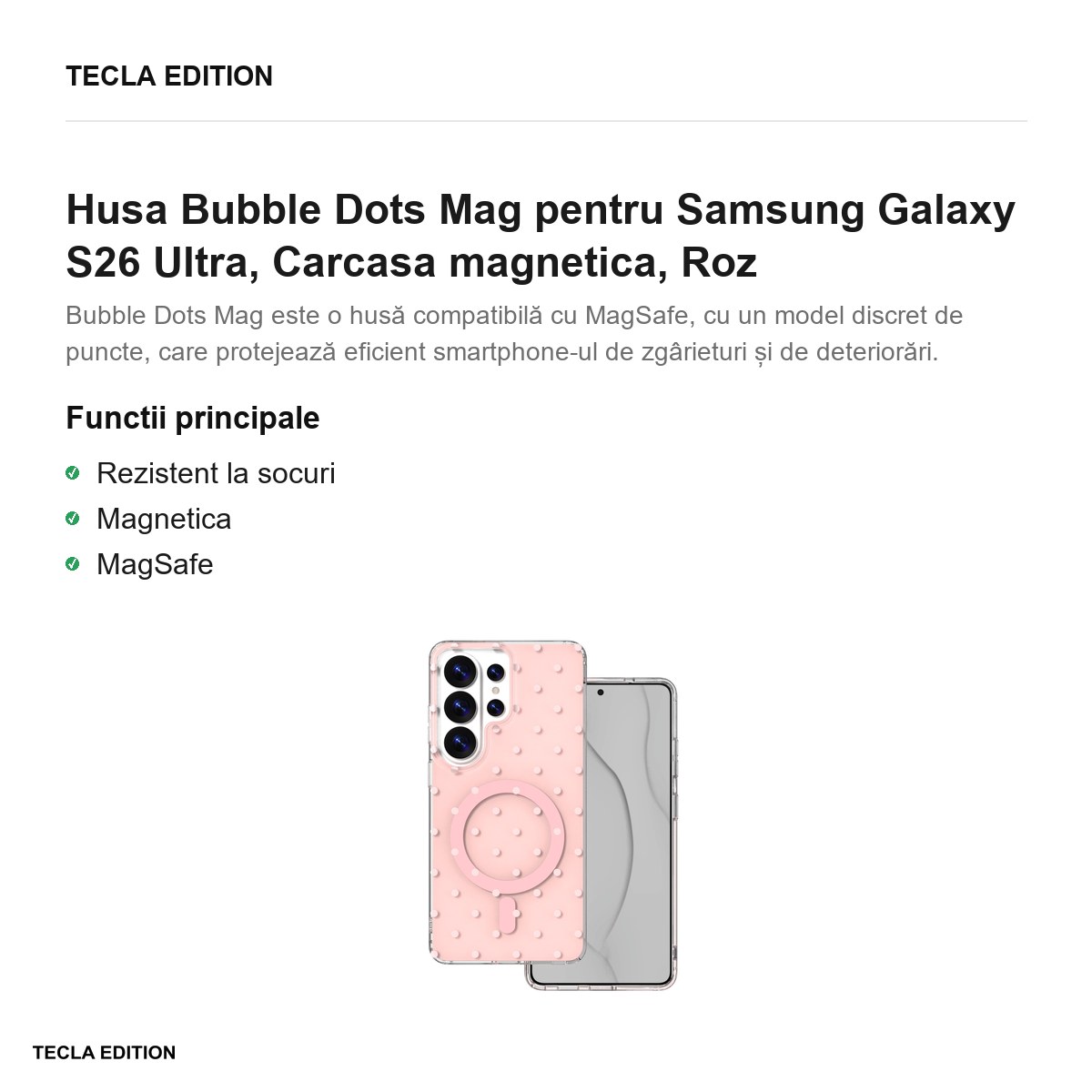 Husa Bubble Dots Mag pentru Samsung Galaxy S26 Ultra, Carcasa magnetica, Roz [2]
