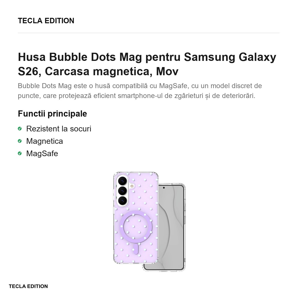Husa Bubble Dots Mag pentru Samsung Galaxy S26, Carcasa magnetica, Mov [2]
