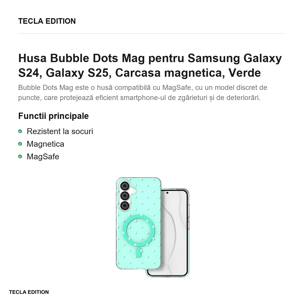 Husa Bubble Dots Mag pentru Samsung Galaxy S24, Galaxy S25, Carcasa magnetica, Verde [2]