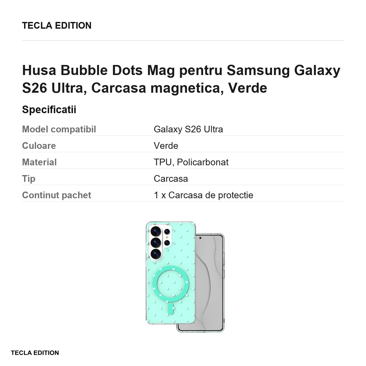 Husa Bubble Dots Mag pentru Samsung Galaxy S26 Ultra, Carcasa magnetica, Verde [3]