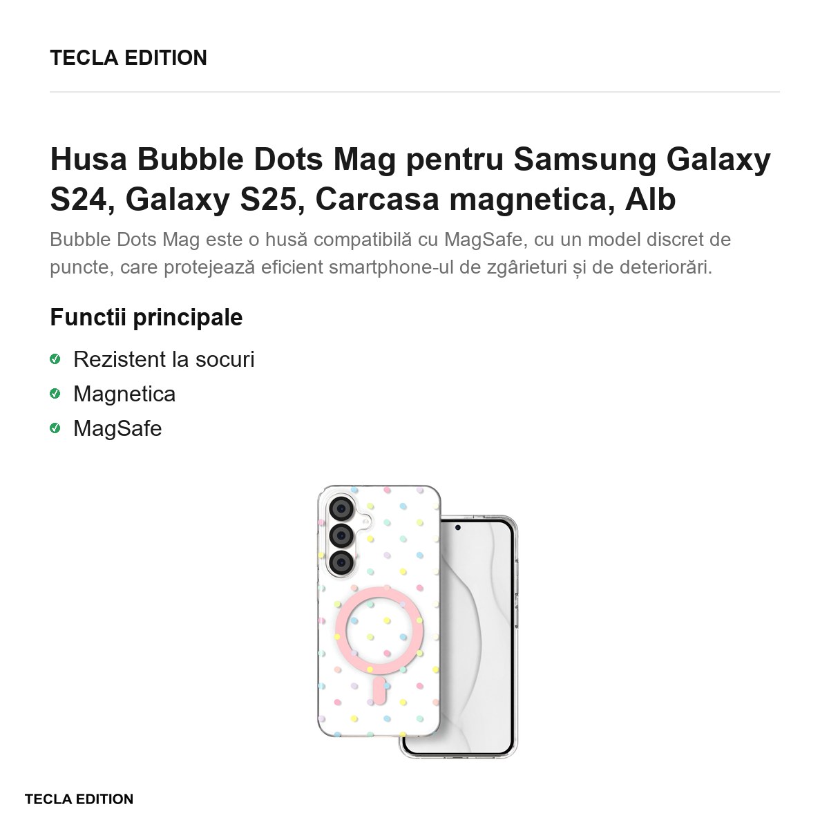 Husa Bubble Dots Mag pentru Samsung Galaxy S24, Galaxy S25, Carcasa magnetica, Alb [2]