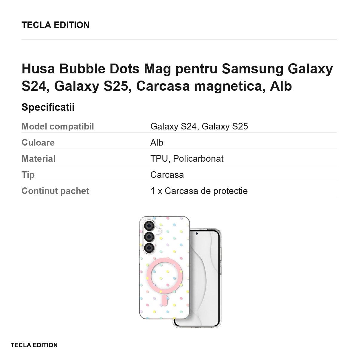 Husa Bubble Dots Mag pentru Samsung Galaxy S24, Galaxy S25, Carcasa magnetica, Alb [3]