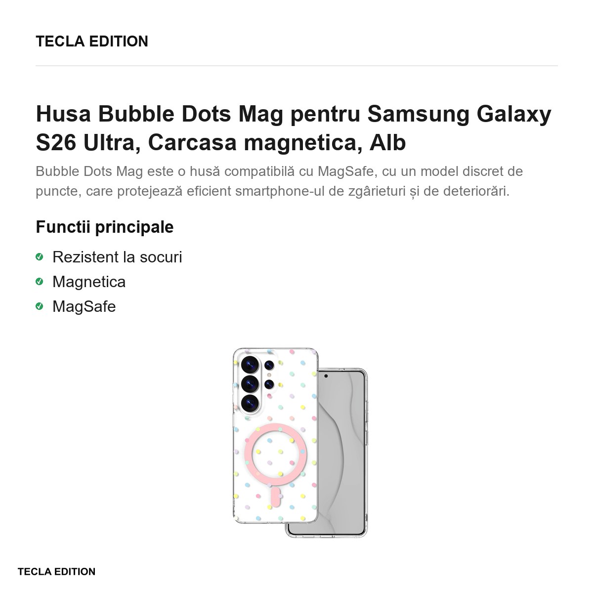 Husa Bubble Dots Mag pentru Samsung Galaxy S26 Ultra, Carcasa magnetica, Alb [2]