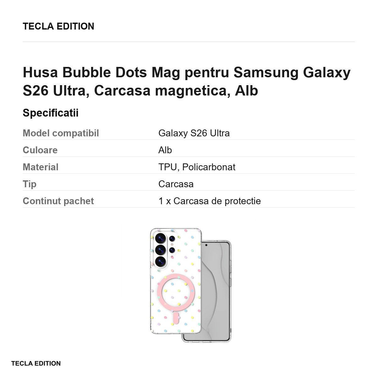 Husa Bubble Dots Mag pentru Samsung Galaxy S26 Ultra, Carcasa magnetica, Alb [3]