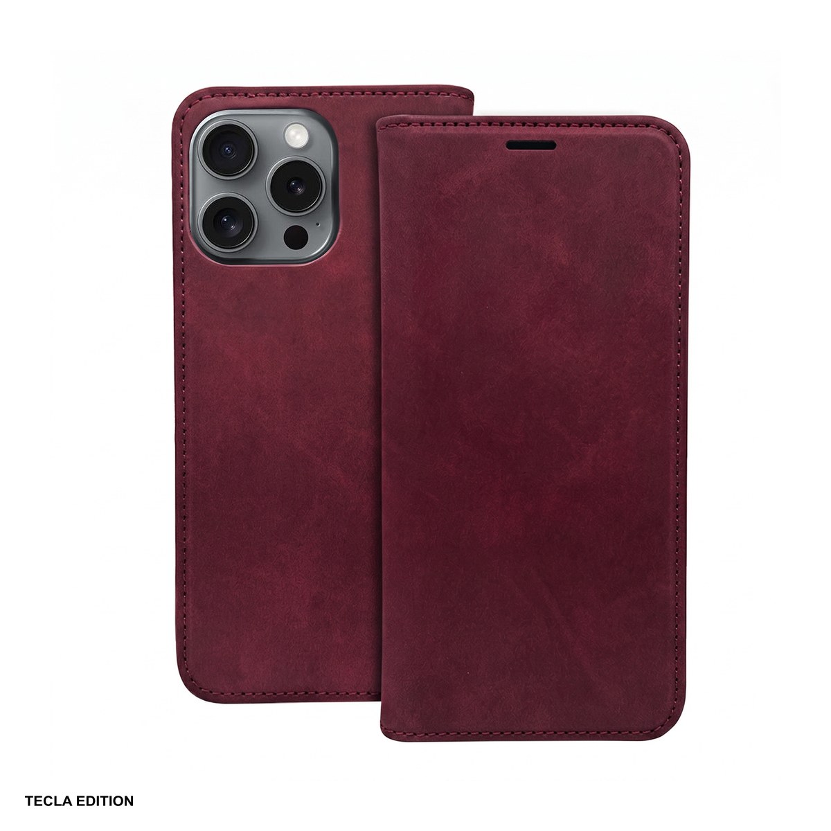 Huse si protectii pentru Google Pixel 11 Pro XL - Husa Smart Suede XL pentru Google Pixel 11 Pro XL, tip carte cu inchidere magnetica, Visiniu