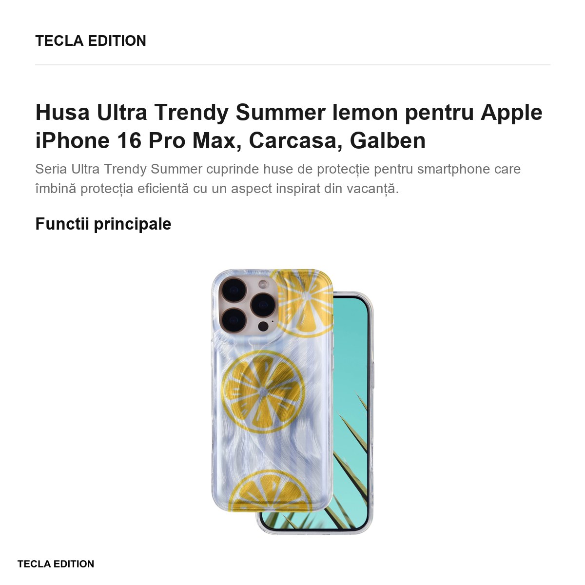 Husa Ultra Trendy Summer lemon pentru Apple iPhone 16 Pro Max, Carcasa, Galben [2]