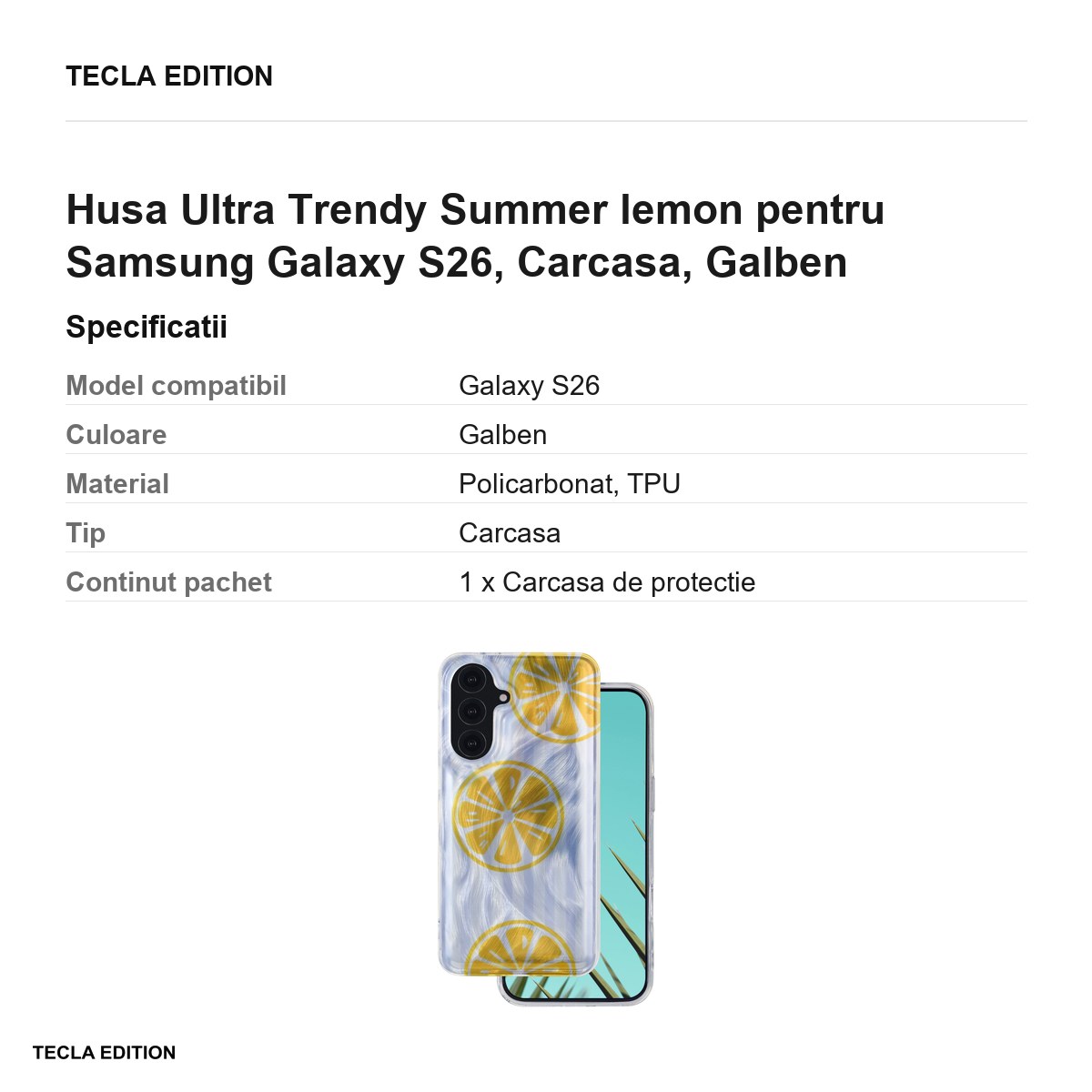 Husa Ultra Trendy Summer lemon pentru Samsung Galaxy S26, Carcasa, Galben [3]