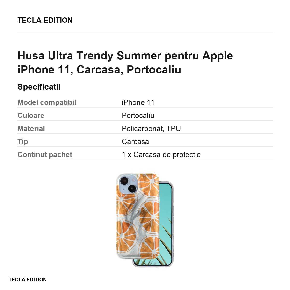 Husa Ultra Trendy Summer pentru Apple iPhone 11, Carcasa, Portocaliu [3]