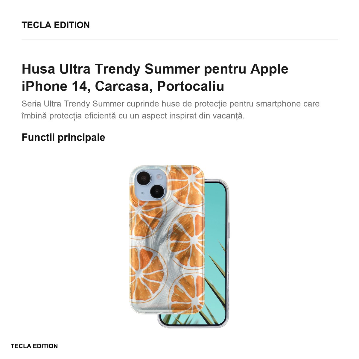Husa Ultra Trendy Summer pentru Apple iPhone 14, Carcasa, Portocaliu [2]