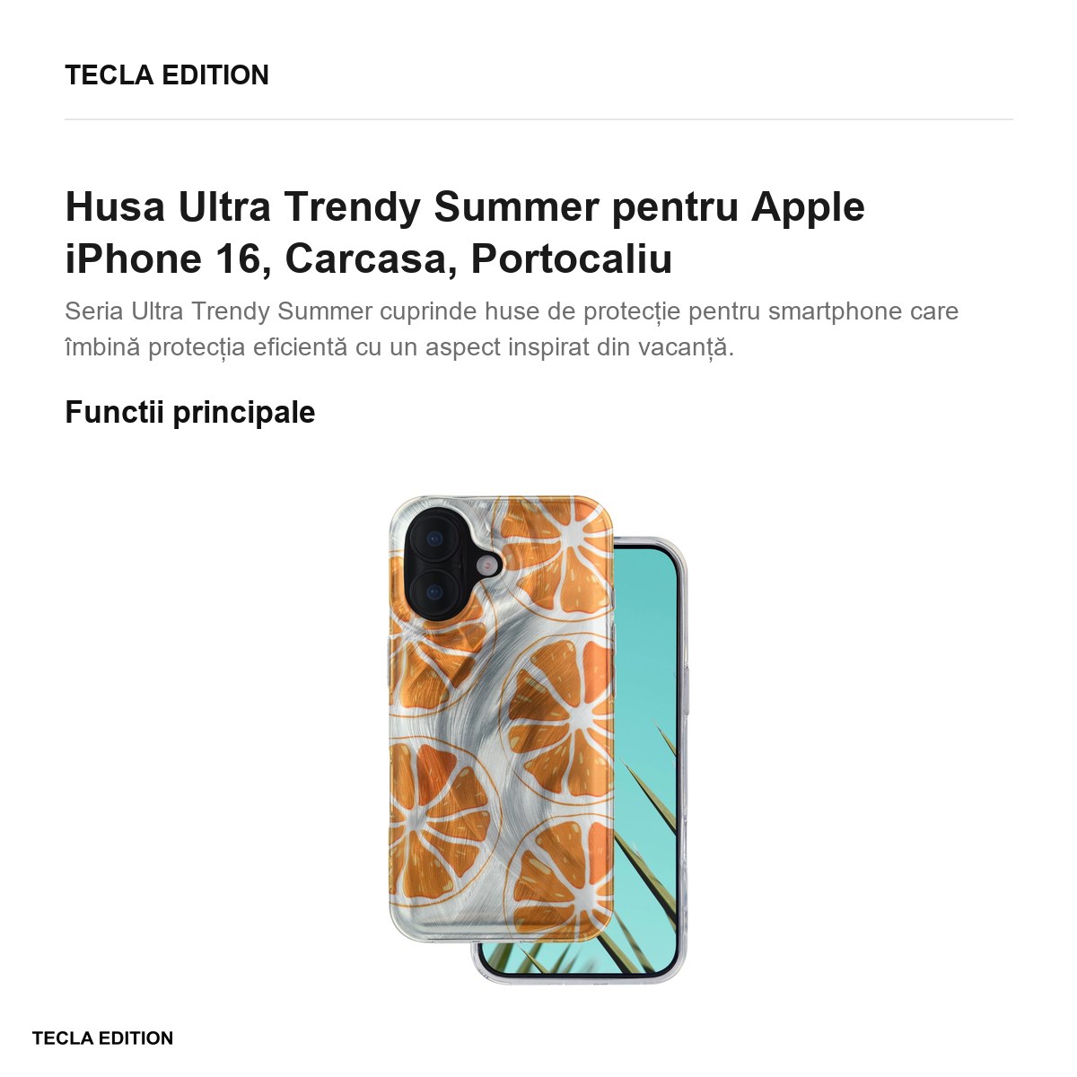 Husa Ultra Trendy Summer pentru Apple iPhone 16, Carcasa, Portocaliu [2]
