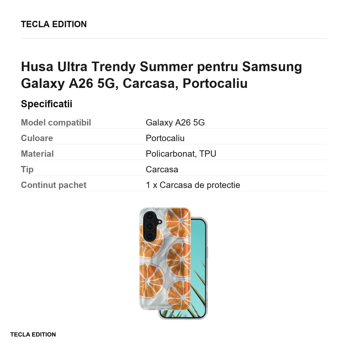 Husa Ultra Trendy Summer pentru Samsung Galaxy A26 5G, Carcasa, Portocaliu [3]