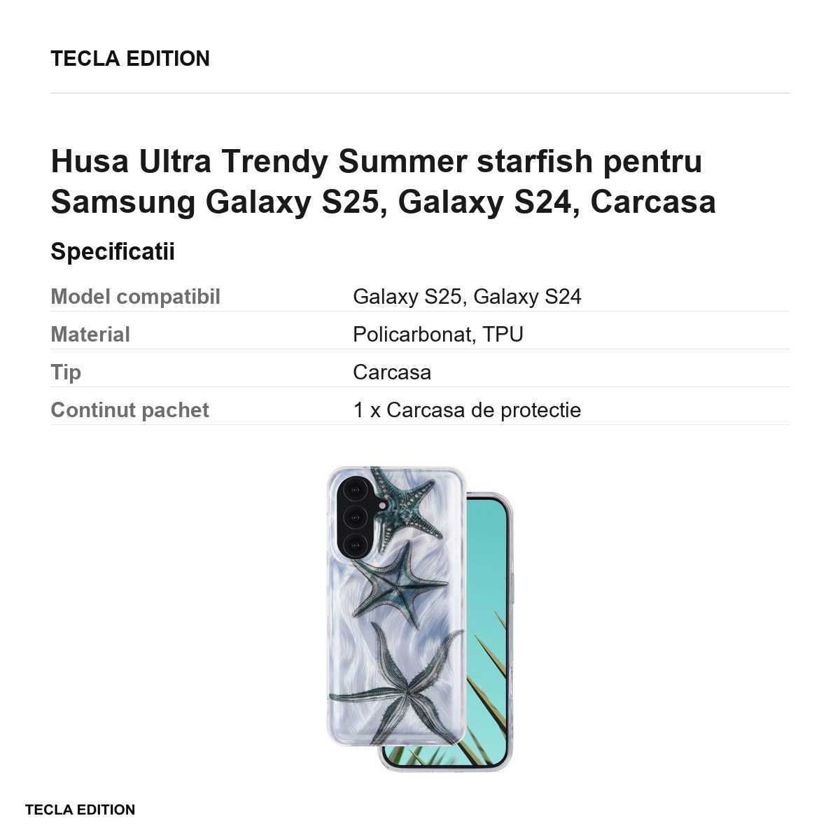 Husa Ultra Trendy Summer starfish pentru Samsung Galaxy S25, Galaxy S24, Carcasa, Imprimeu [3]