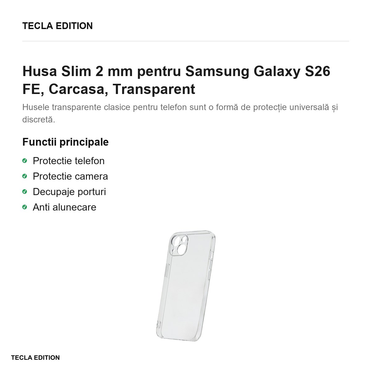 Husa Slim 2 mm pentru Samsung Galaxy S26 FE, Carcasa, Transparent [2]