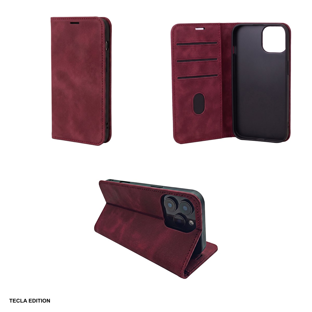 Husa Smart Suede pentru Honor 600, 600 Pro, tip carte cu inchidere magnetica, Visiniu [5]