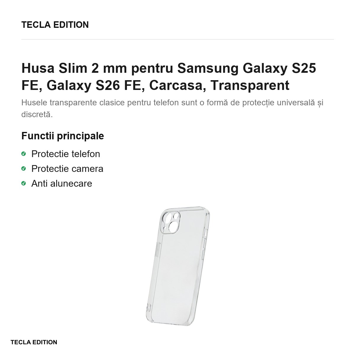 Husa Slim 2 mm pentru Samsung Galaxy S25 FE, Galaxy S26 FE, Carcasa, Transparent [2]