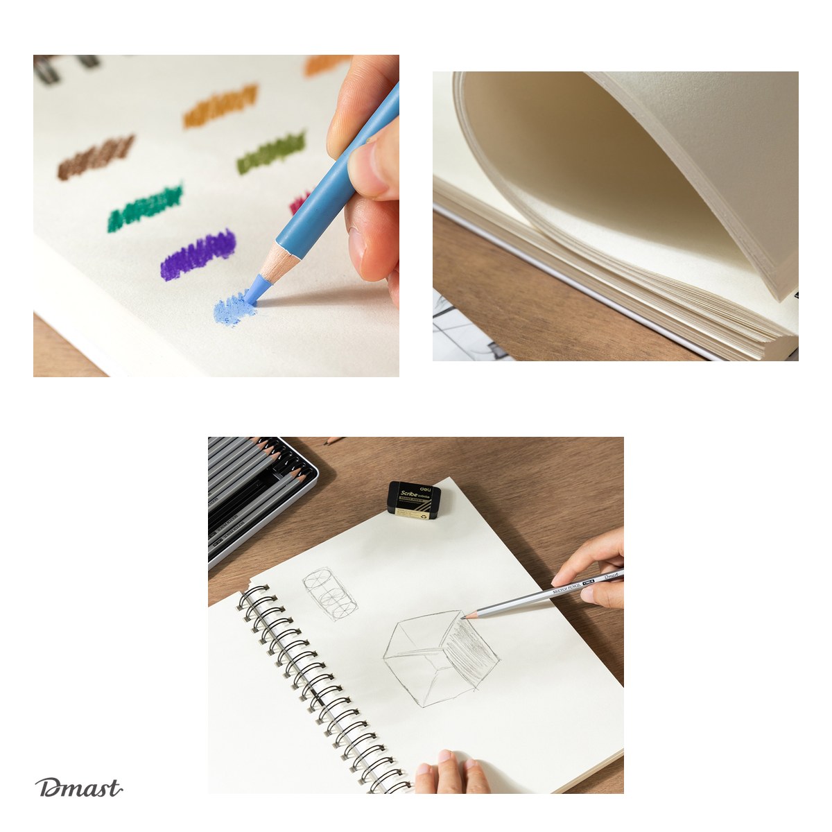 Bloc de schite Dmast by Pebeo A4, pentru schite, 60 file, 300 g/mp, 160 g landscape [4]