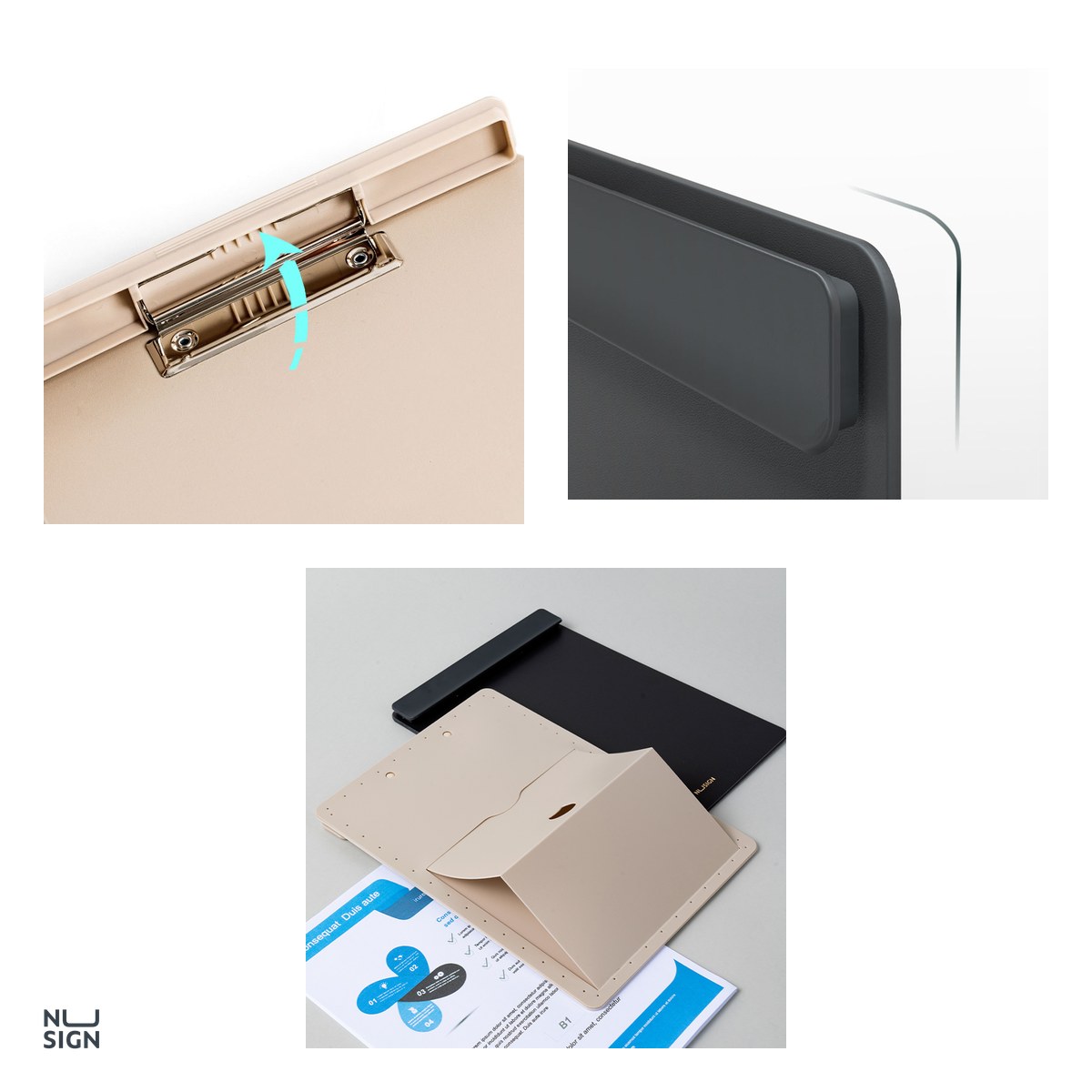 Clipboard Nusign, simplu cu suport, vertical, negru [4]